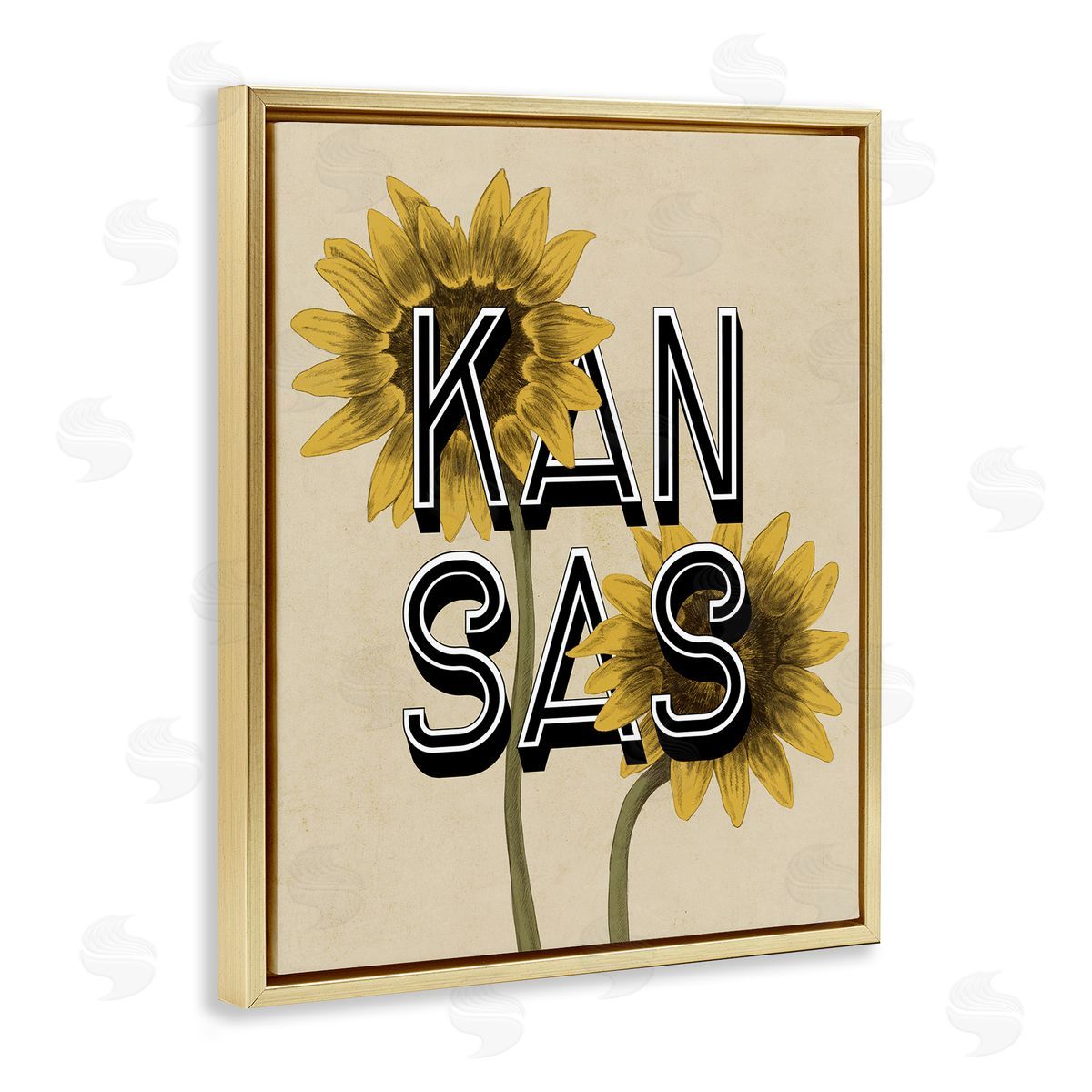 Stupell Studio Kansas Sunflowers Blossoms State Flower Botanicals  Gold Floating Frame Canvas Wall Art Print