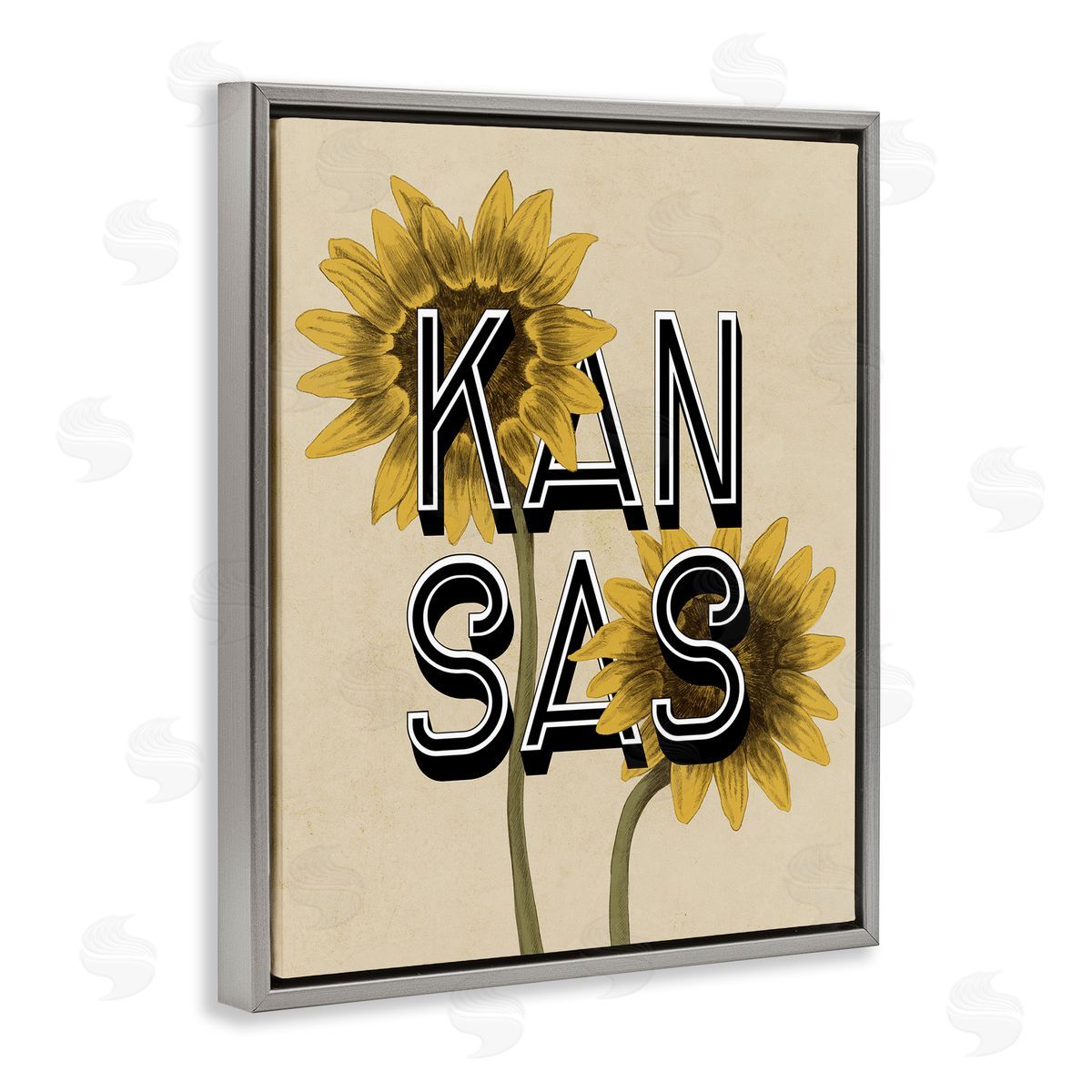Stupell Studio Kansas Sunflowers Blossoms State Flower Botanicals  Gray Floating Frame Canvas Wall Art Print