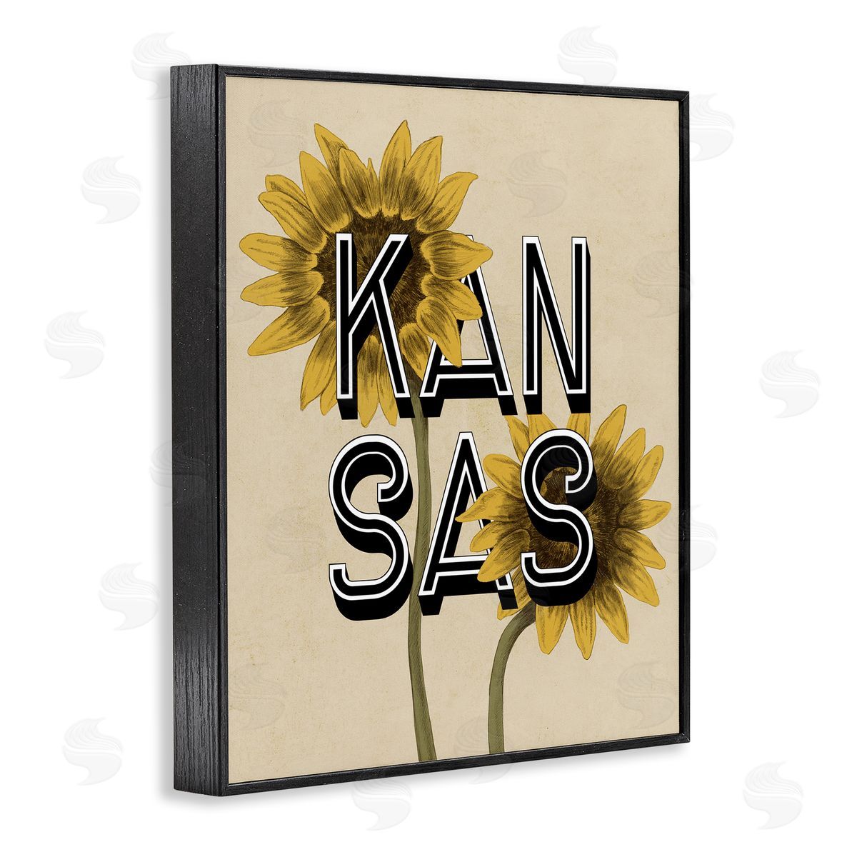 Stupell Studio Kansas Sunflowers Blossoms State Flower Botanicals  Black Framed Giclee Wall Art Print