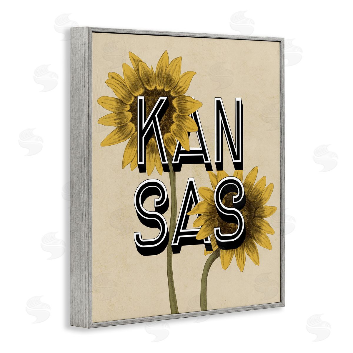 Stupell Studio Kansas Sunflowers Blossoms State Flower Botanicals  Gray Framed Giclee Wall Art Print