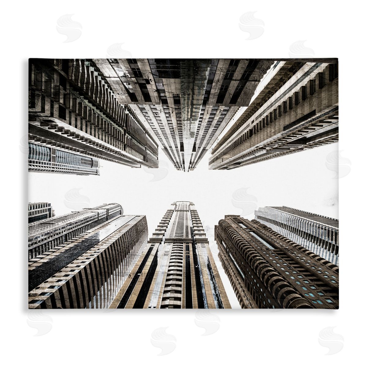 Kim Allen Looming City Buildings Looking Up Urban Architecture Stretched Canvas Wall Art Print