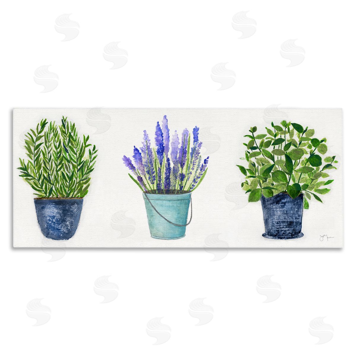 Varied Potted Plants & Herbs Canvas Wall Art, Home Decor by Janet Tava