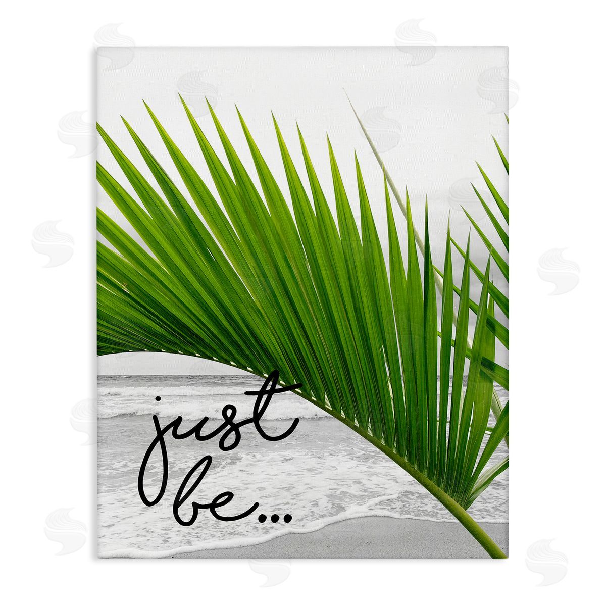 J. Weiss Just Be Soothing Green Palm Seaside Ocean Shore Stretched Canvas Wall Art Print