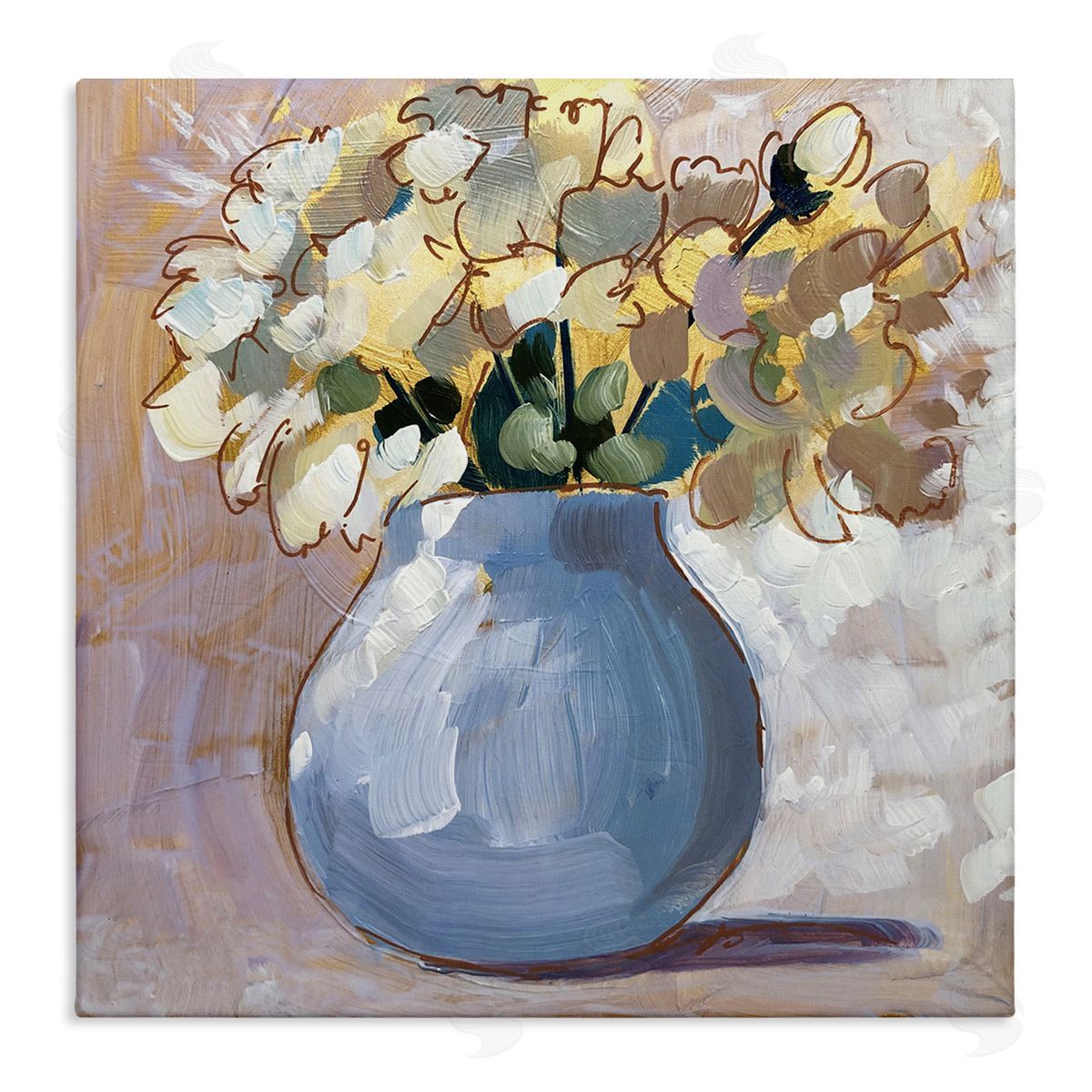 Sue Riger Layered Flower Arrangement Blossoms Bouquet Painting  Stretched Canvas Wall Art Print