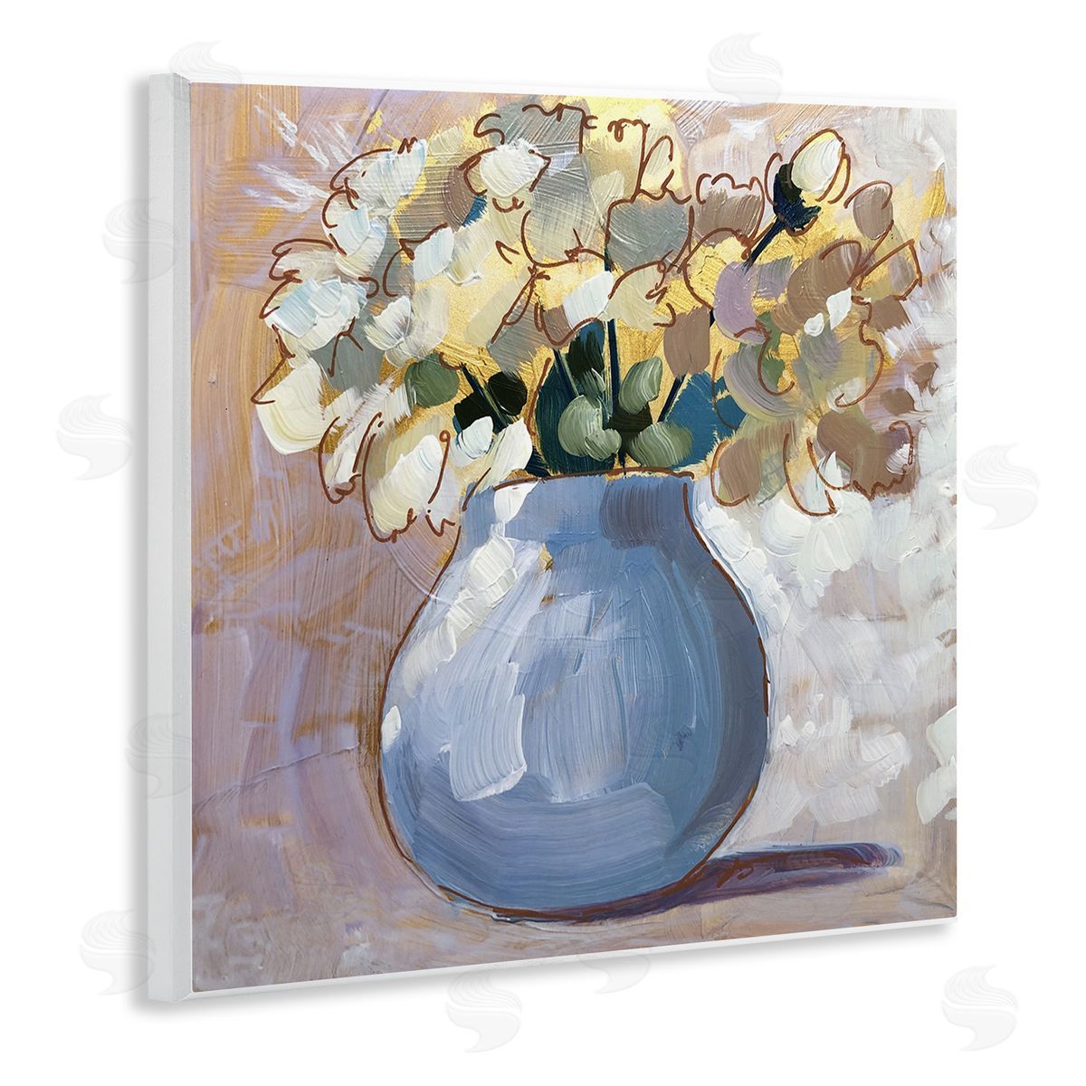 Sue Riger Layered Flower Arrangement Blossoms Bouquet Painting  Wooden Wall Plaque Art Print