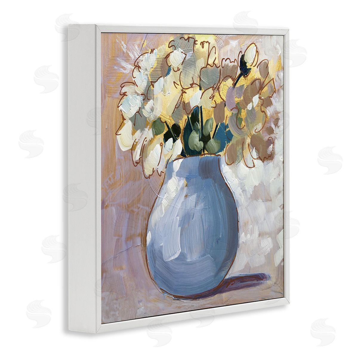 Sue Riger Layered Flower Arrangement Blossoms Bouquet Painting  White Framed Glicee Wall Art Print
