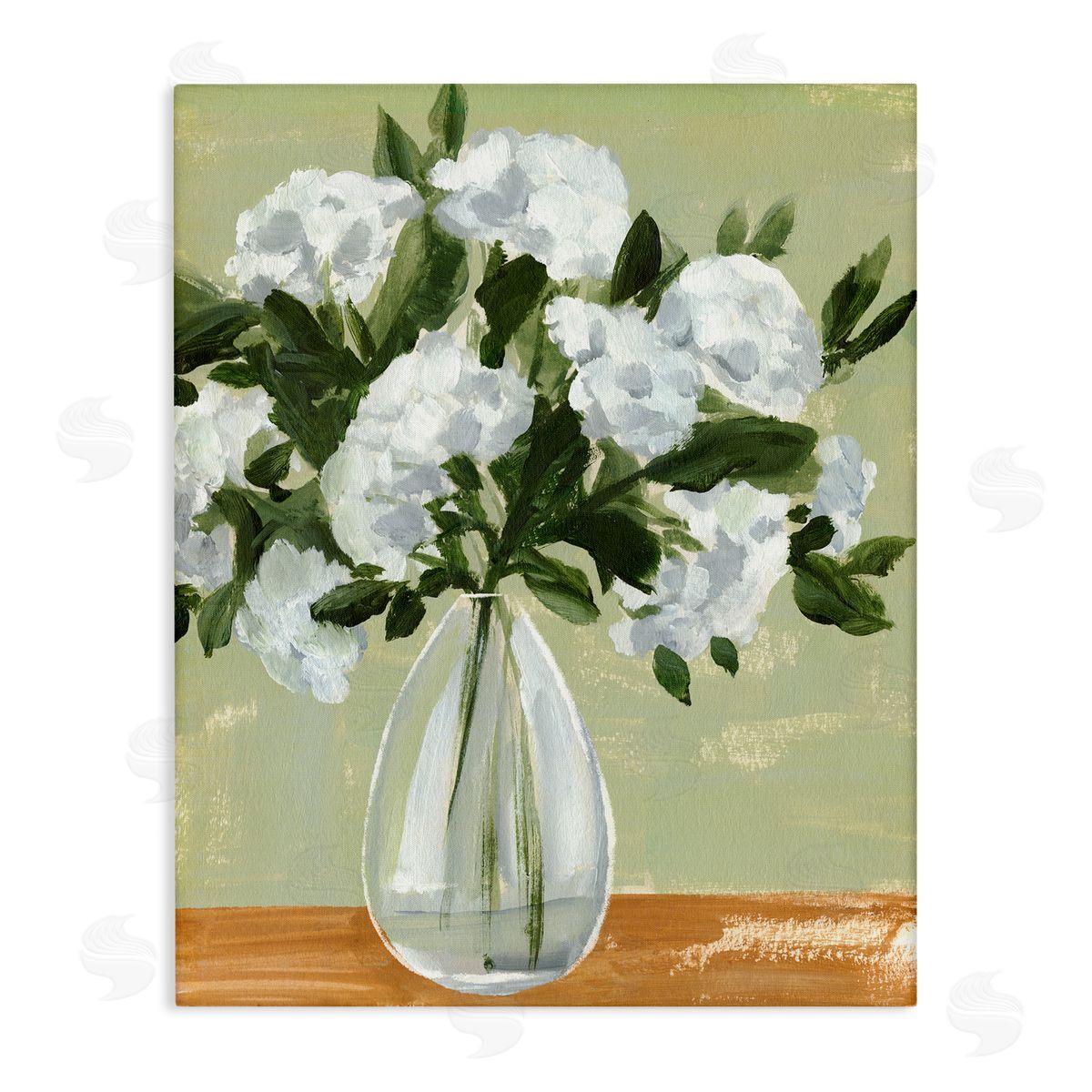 Annie Warren Casual White Floral Arrangement Bouquet Still Life Stretched Canvas Wall Art Print