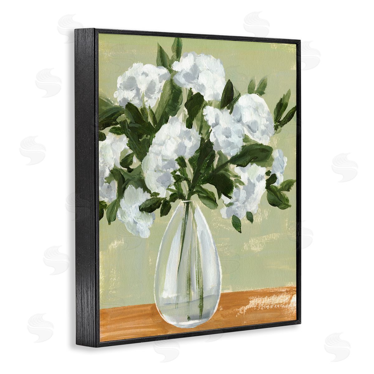 Annie Warren Casual White Floral Arrangement Bouquet Still Life Black Framed Giclee Wall Art Print
