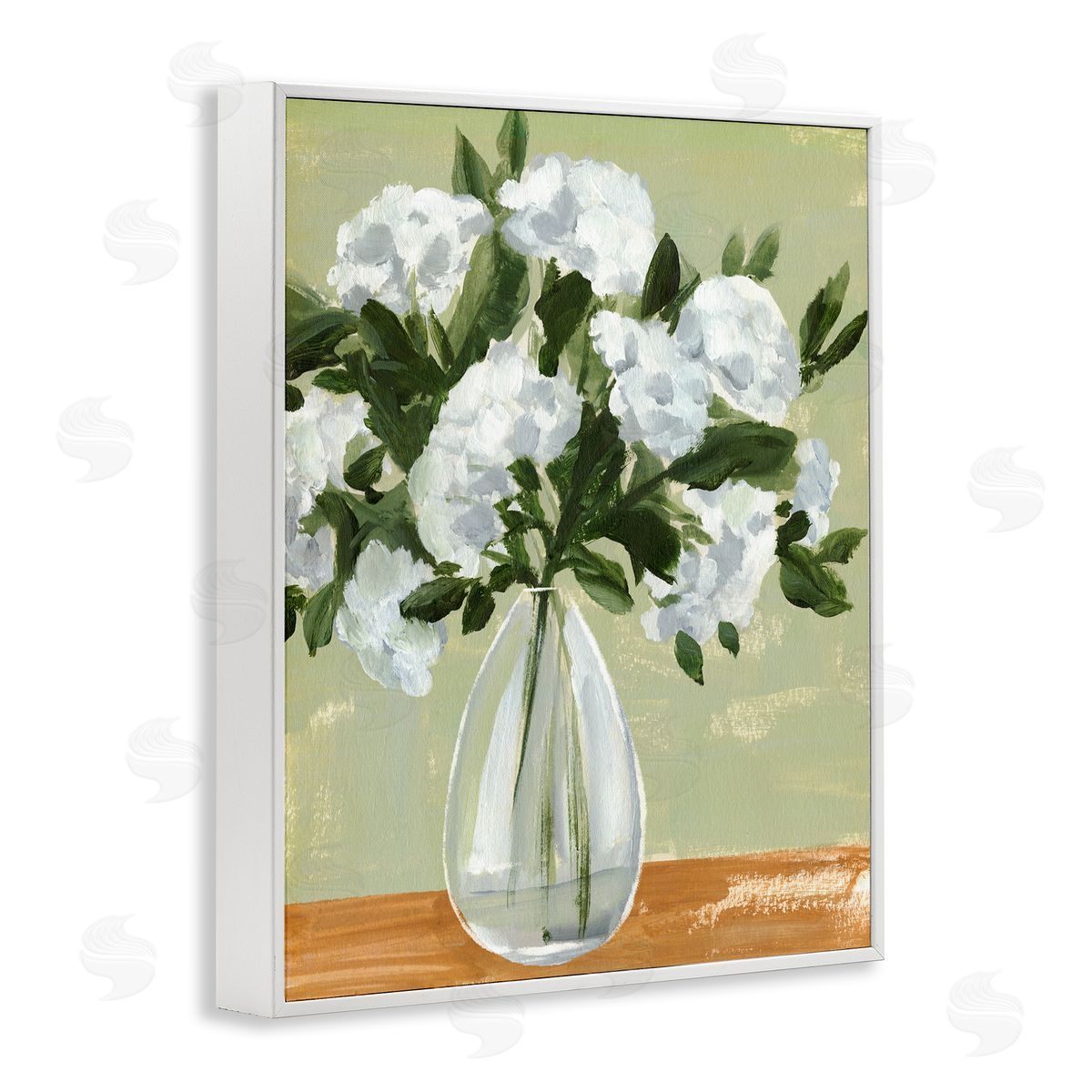 Annie Warren Casual White Floral Arrangement Bouquet Still Life White Framed Giclee Wall Art Print