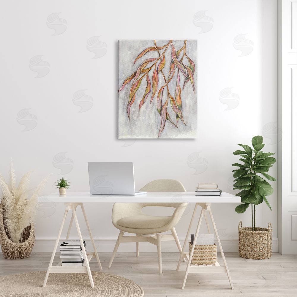 Elvira Errico Withering Leaves Botanicals Hanging Modern Watercolor Detail Canvas Wall Art Print in Room