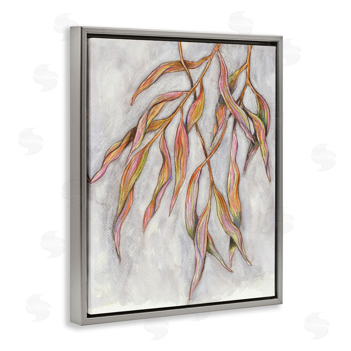 Elvira Errico Withering Leaves Botanicals Hanging Modern Watercolor Detail Gray Floating Frame Canvas Wall Art Print