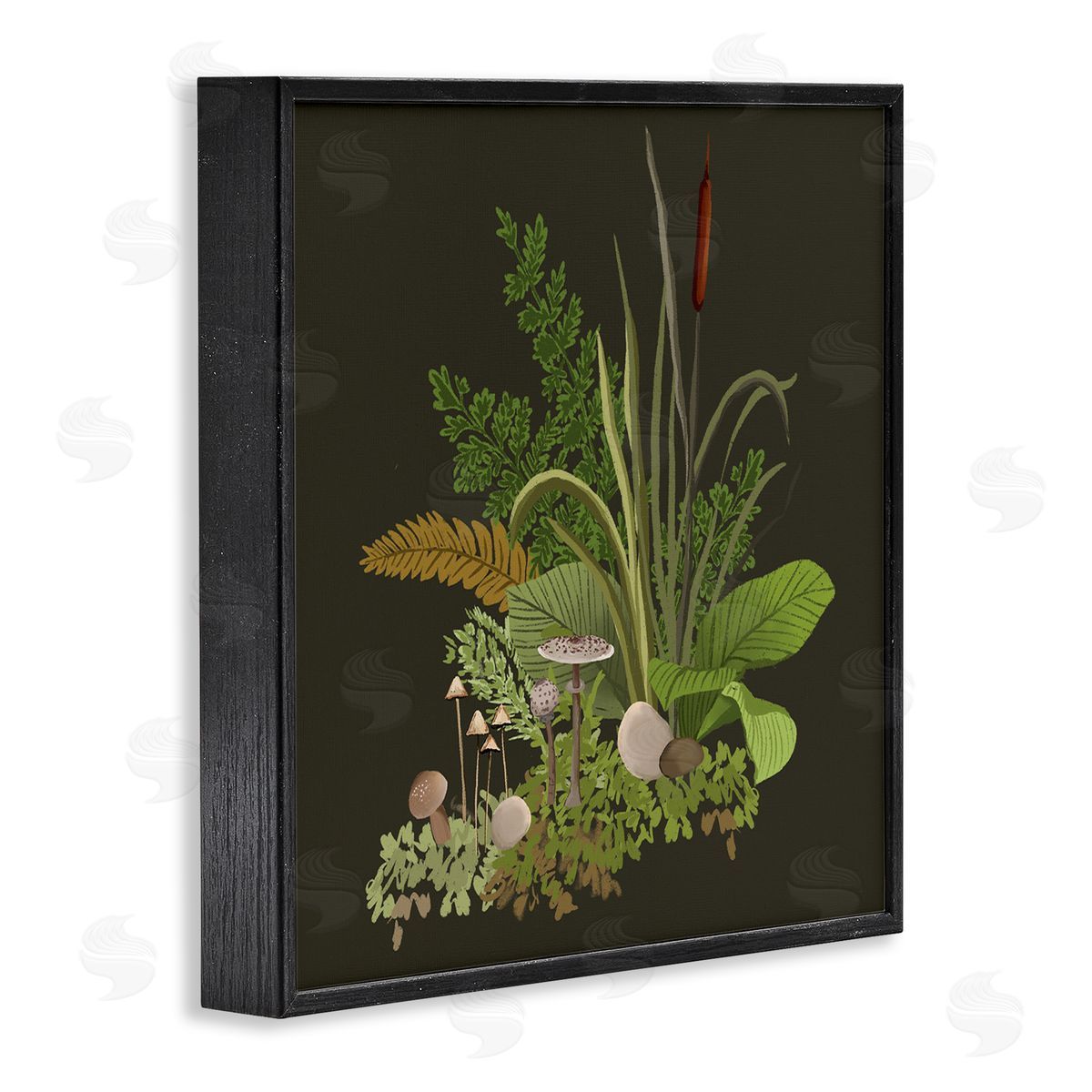 House of Rose Forest Botanicals Plants Ferns Mushrooms Sprouting Black Framed Glicee Wall Art Print