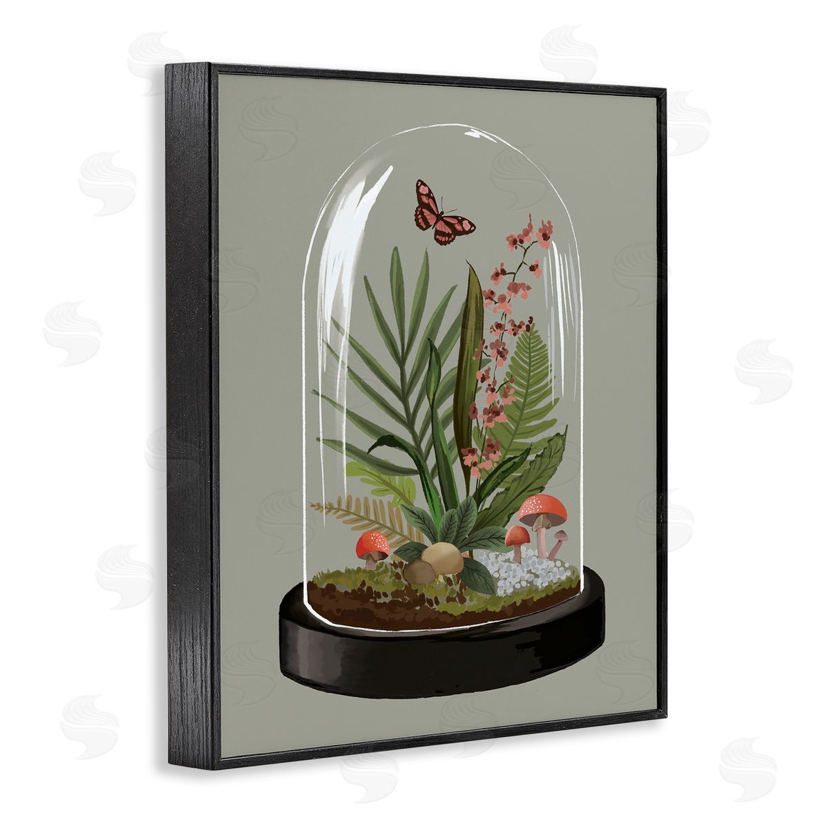 House of Rose Terrarium Dome Wildlife Nature Blooming Butterfly Botanicals Black Framed Giclee Wall Art Print