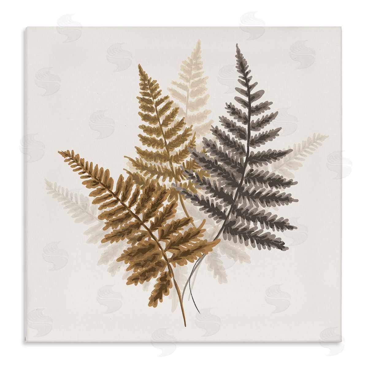 House of Rose Layered Ferns Botanical Leaves Neutral Boho Tones  Stretched Canvas Wall Art Print