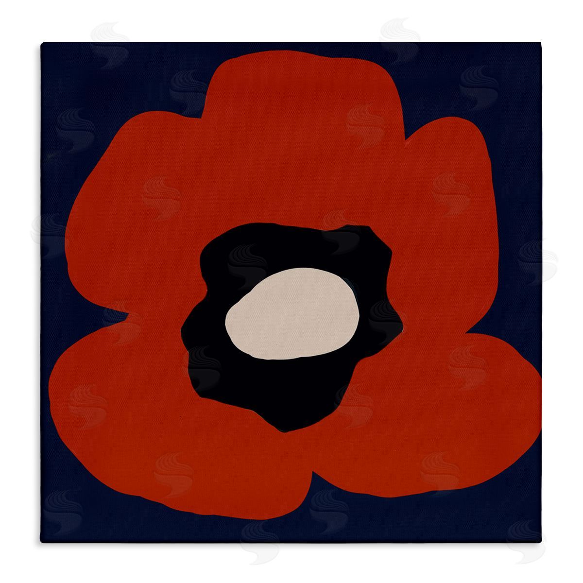 Deborah Velasquez Bold Red Flower Blossom Modern Geometric Shapes Stretched Canvas Wall Art Print