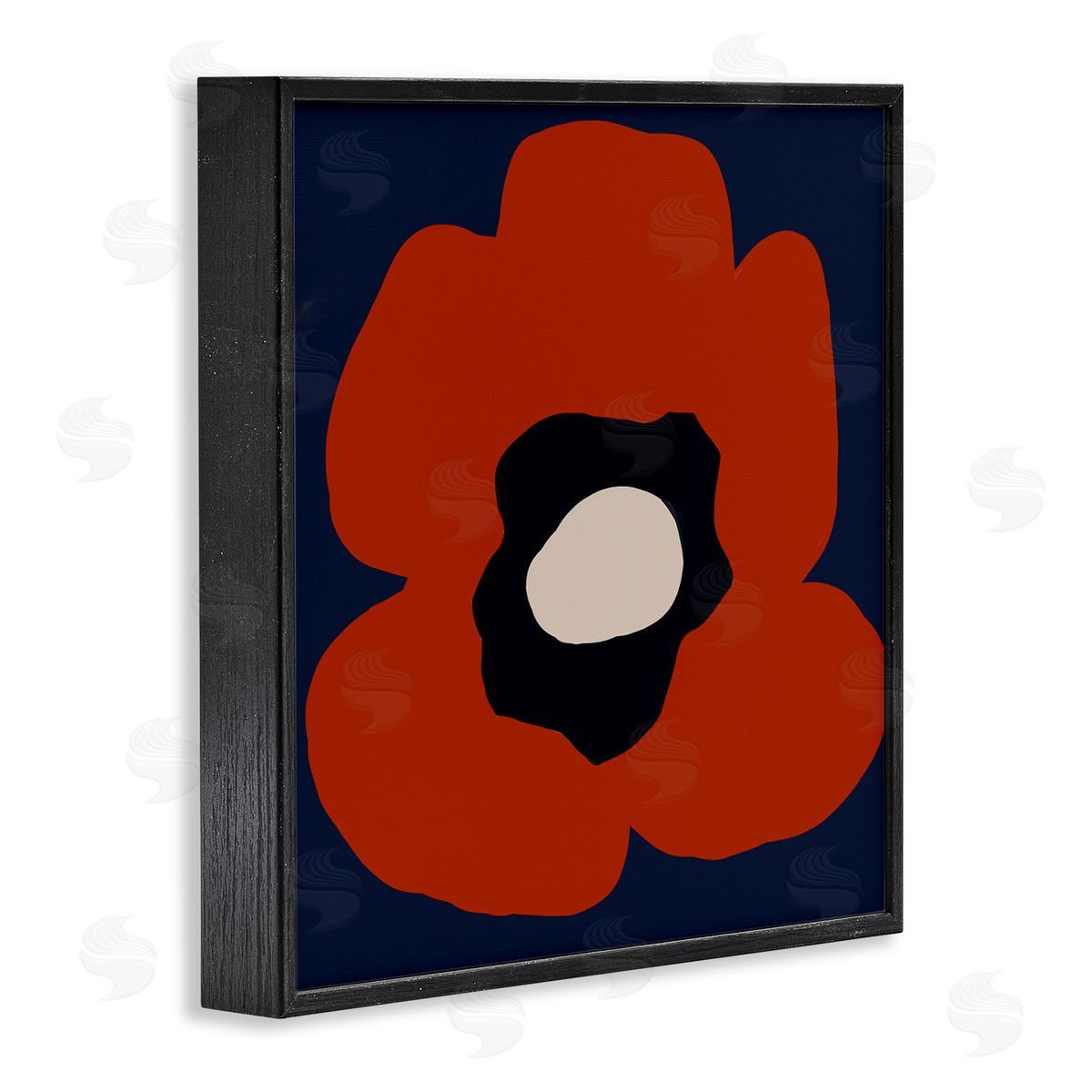Deborah Velasquez Bold Red Flower Blossom Modern Geometric Shapes Black Framed Glicee Wall Art Print