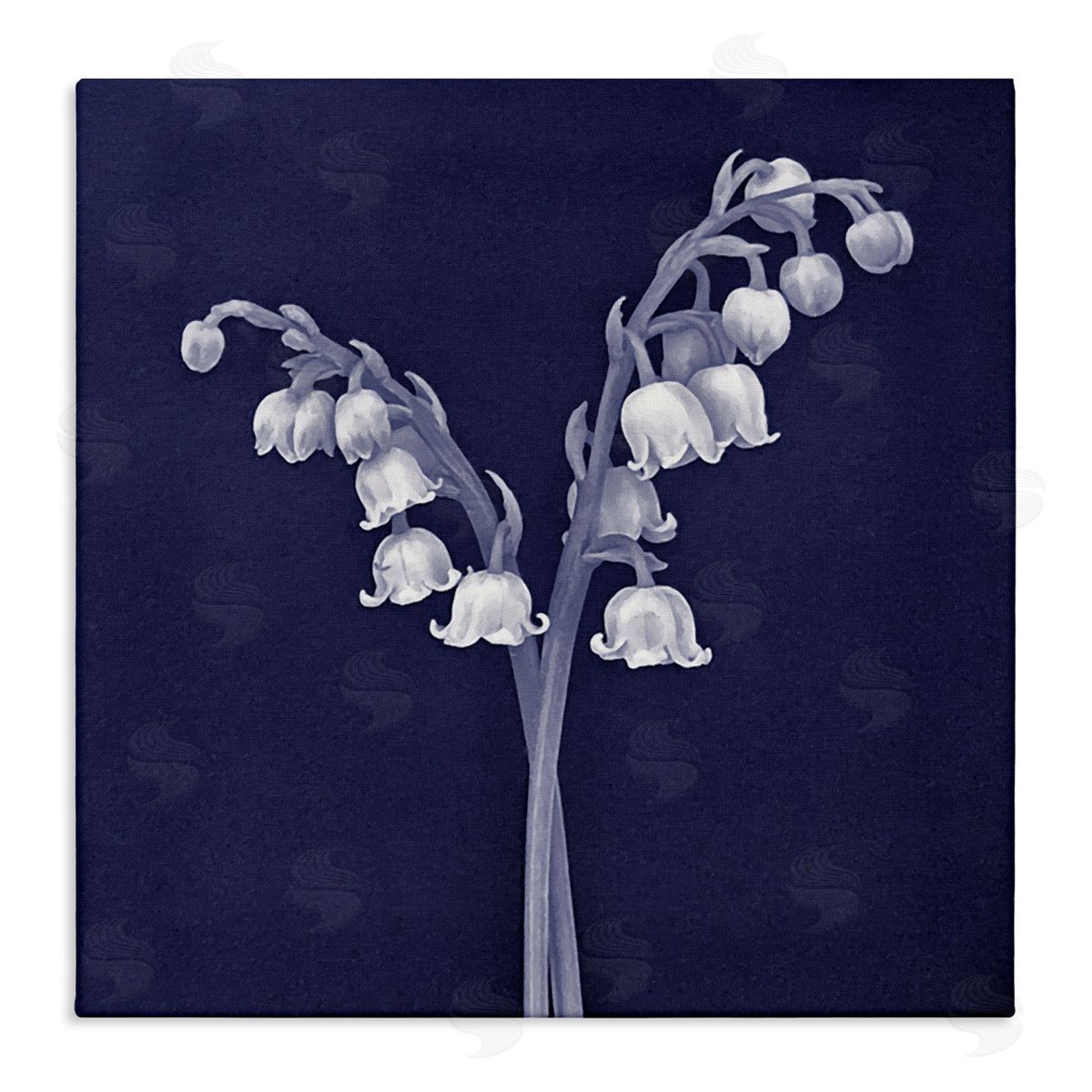 Graffitee Studios Lily of Valley White Drooping Blooms Illustration Stretched Canvas Wall Art Print