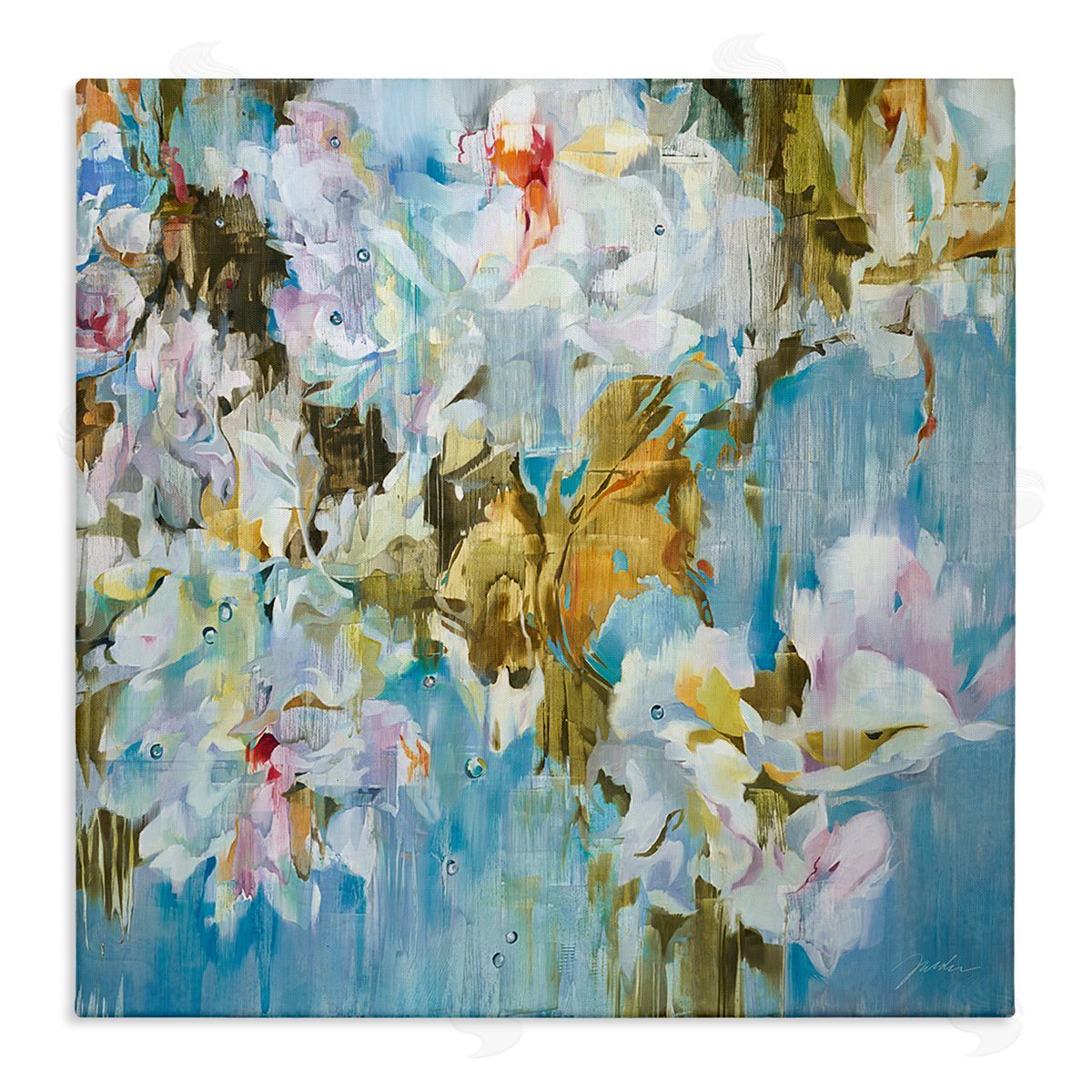 Liz Jardine Abstract Flower Blossoms Branches Nature White Petals  Stretched Canvas Wall Art Print