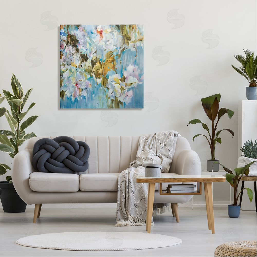 Liz Jardine Abstract Flower Blossoms Branches Nature White Petals  Canvas Wall Art in Room