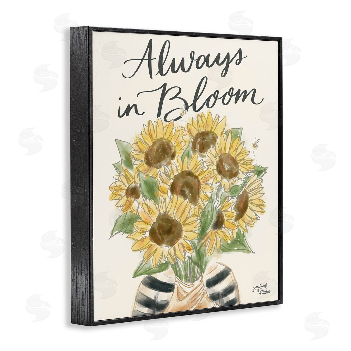 Jess Baskin Always In Bloom Person Holding Sunflowers Calligraphy  Black Framed Giclee Wall Art Print