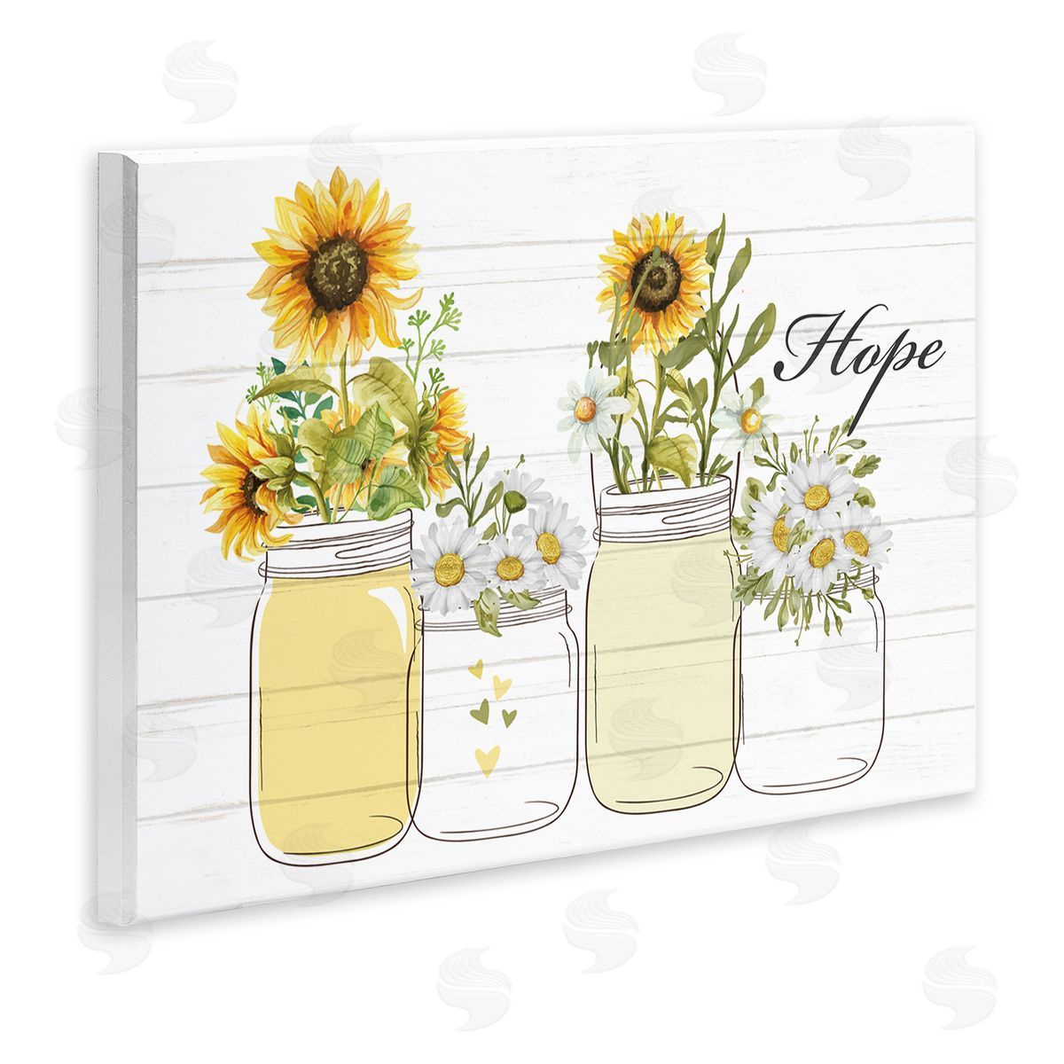 Kim Allen Hope Script Sunflower Jars Rustic Country Flowers  Wall Plaque Art Print