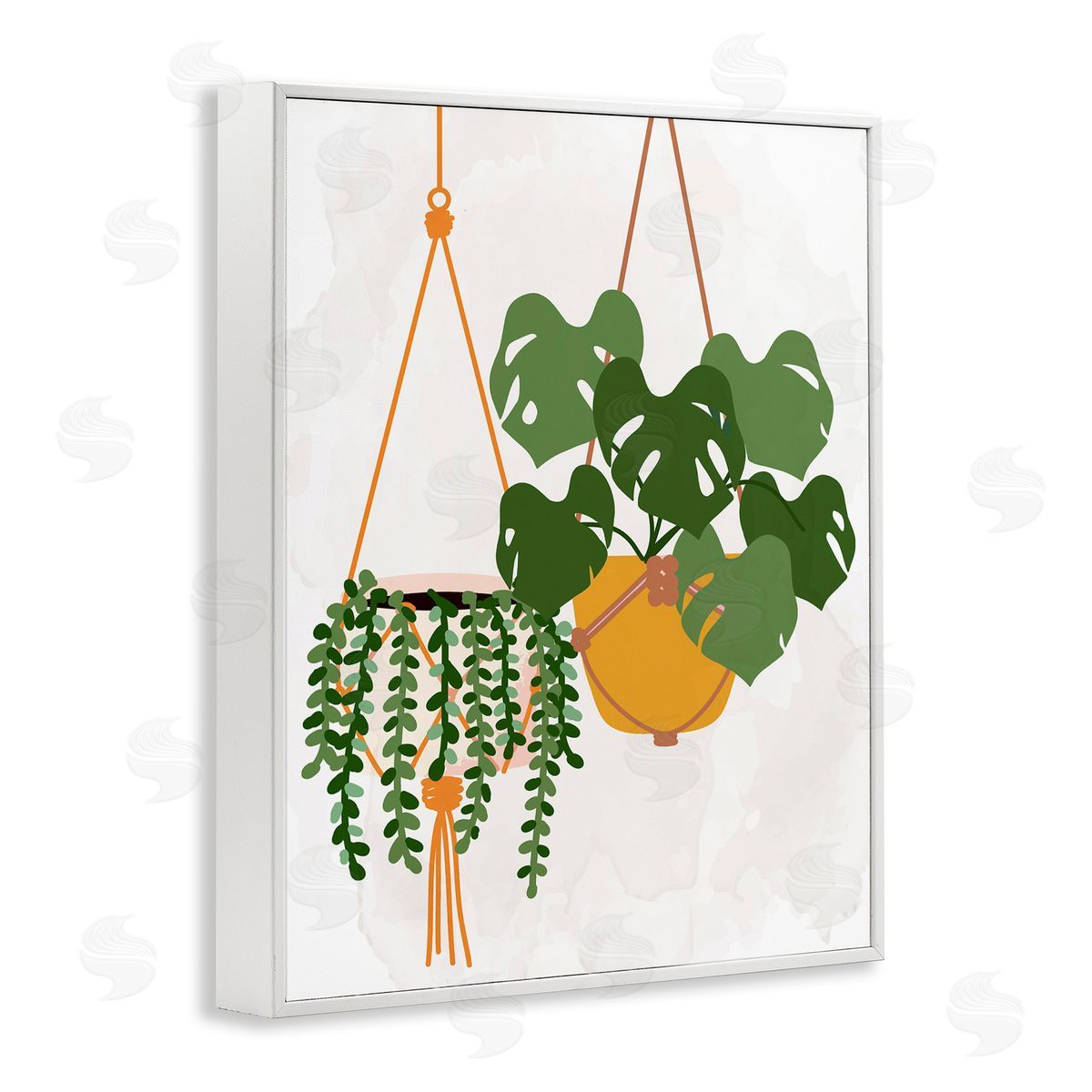 Kim Allen Casual Hanging House Plants Botanical Monstera Leaves White Framed Giclee Wall Art Print