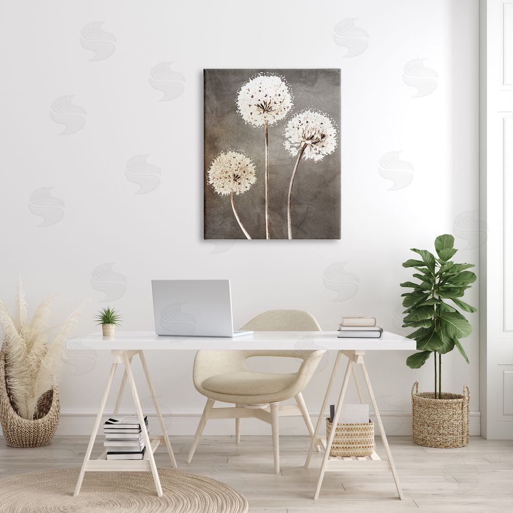 Kim Allen Fluffy Dandelion Plants Wildflower Botanical Blooms  Canvas Wall Art Print in Room
