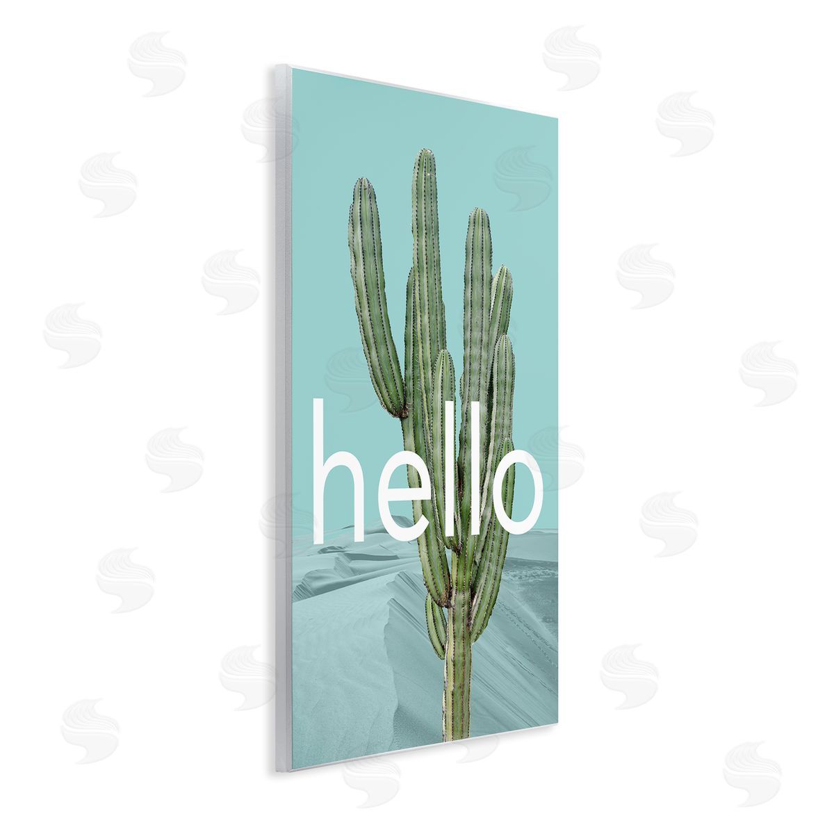 J. Weiss Bold Hello Cactus Greeting Blue Desert Dunes Wall Plaque Art Print