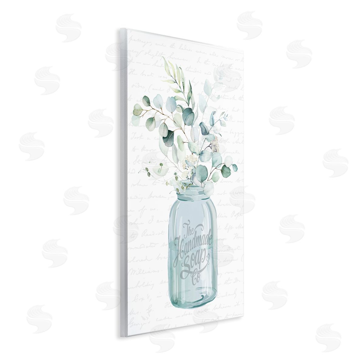 Lettered and Lined Botanical Sprigs Arrangement Vintage Jar Cursive Script Wall Plaque Art Print