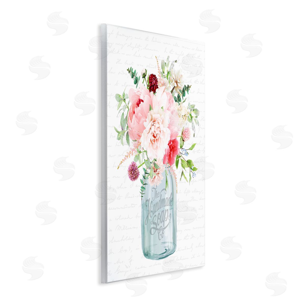 Lettered and Lined Bright Pink Floral Bouquet Cursive Script Pattern  Wall Plaque Art Print