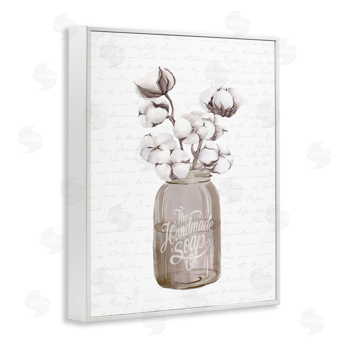 Lettered and Lined Sepia Tones Botanical Arrangement Patterned Script Text White Framed Giclee Wall Art Print