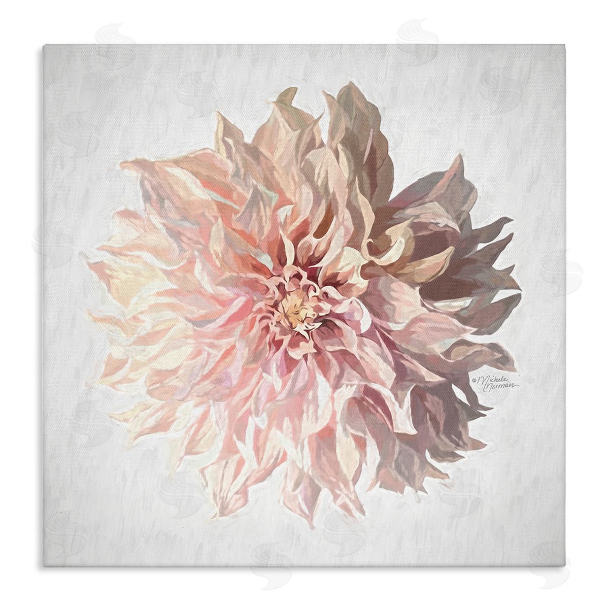 Michele Norman Abstract Dahlia Flower Blossom Pink Sunlit Petals Stretched Canvas Wall Art Print
