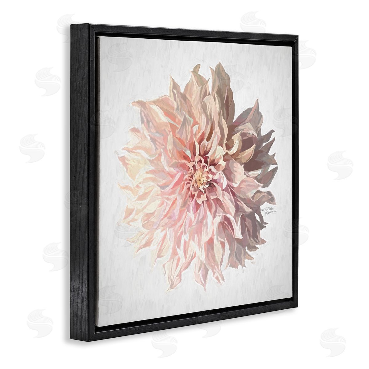 Michele Norman Abstract Dahlia Flower Blossom Pink Sunlit Petals Black Floating Frame Canvas Wall Art Print