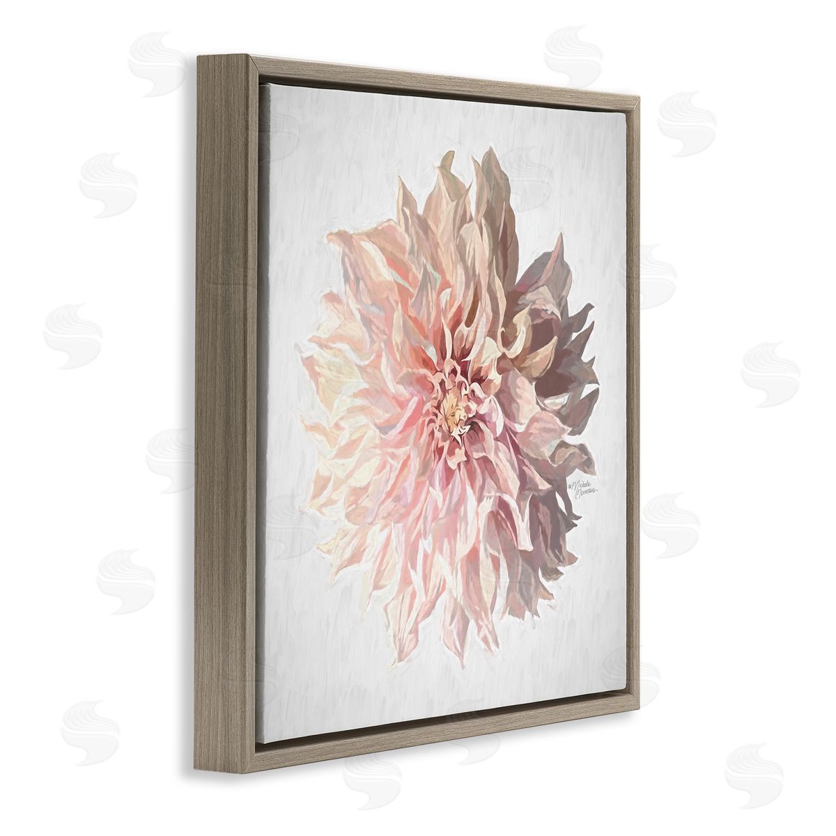 Michele Norman Abstract Dahlia Flower Blossom Pink Sunlit Petals Brown Floating Frame Canvas Wall Art Print