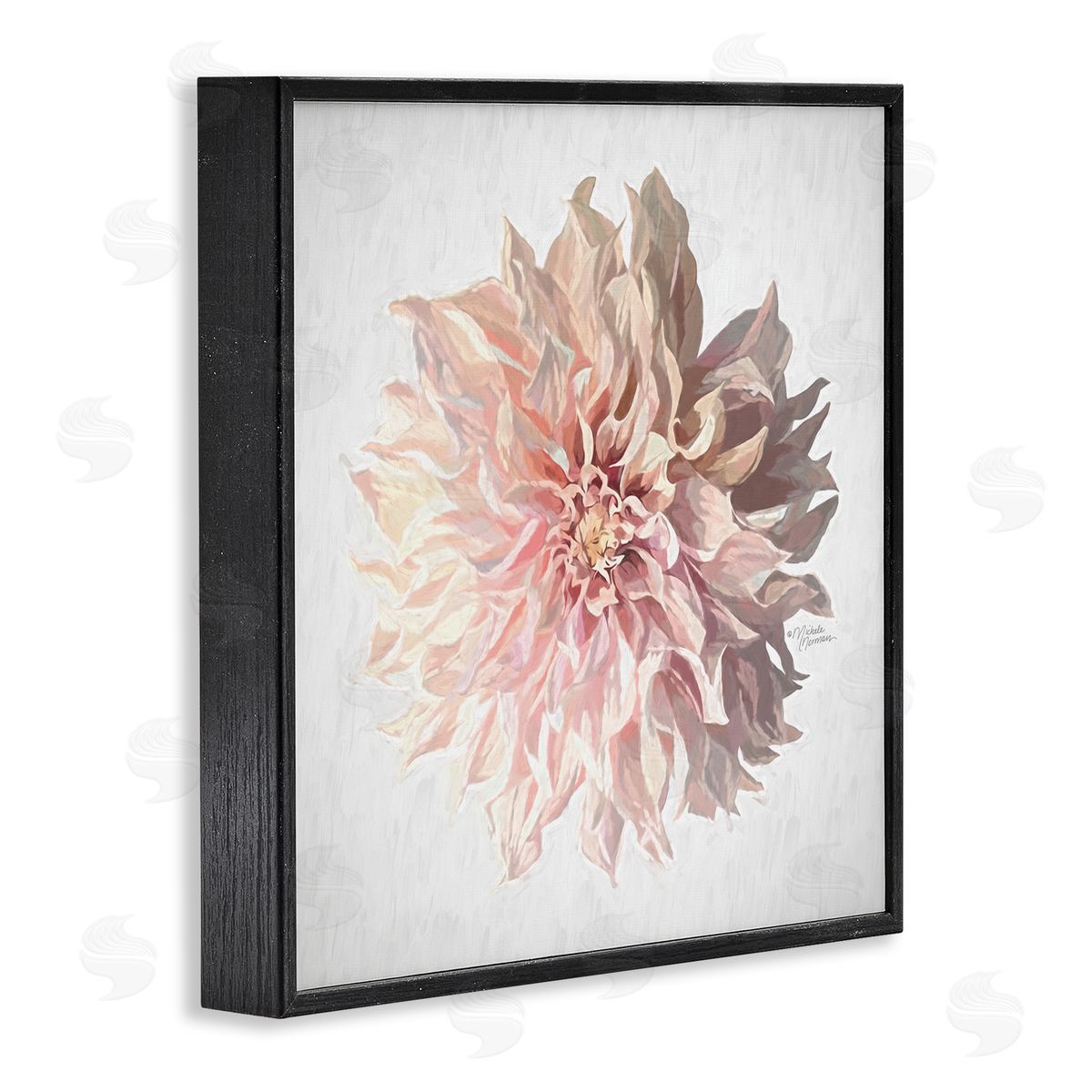 Michele Norman Abstract Dahlia Flower Blossom Pink Sunlit Petals Black Framed Glicee Wall Art Print