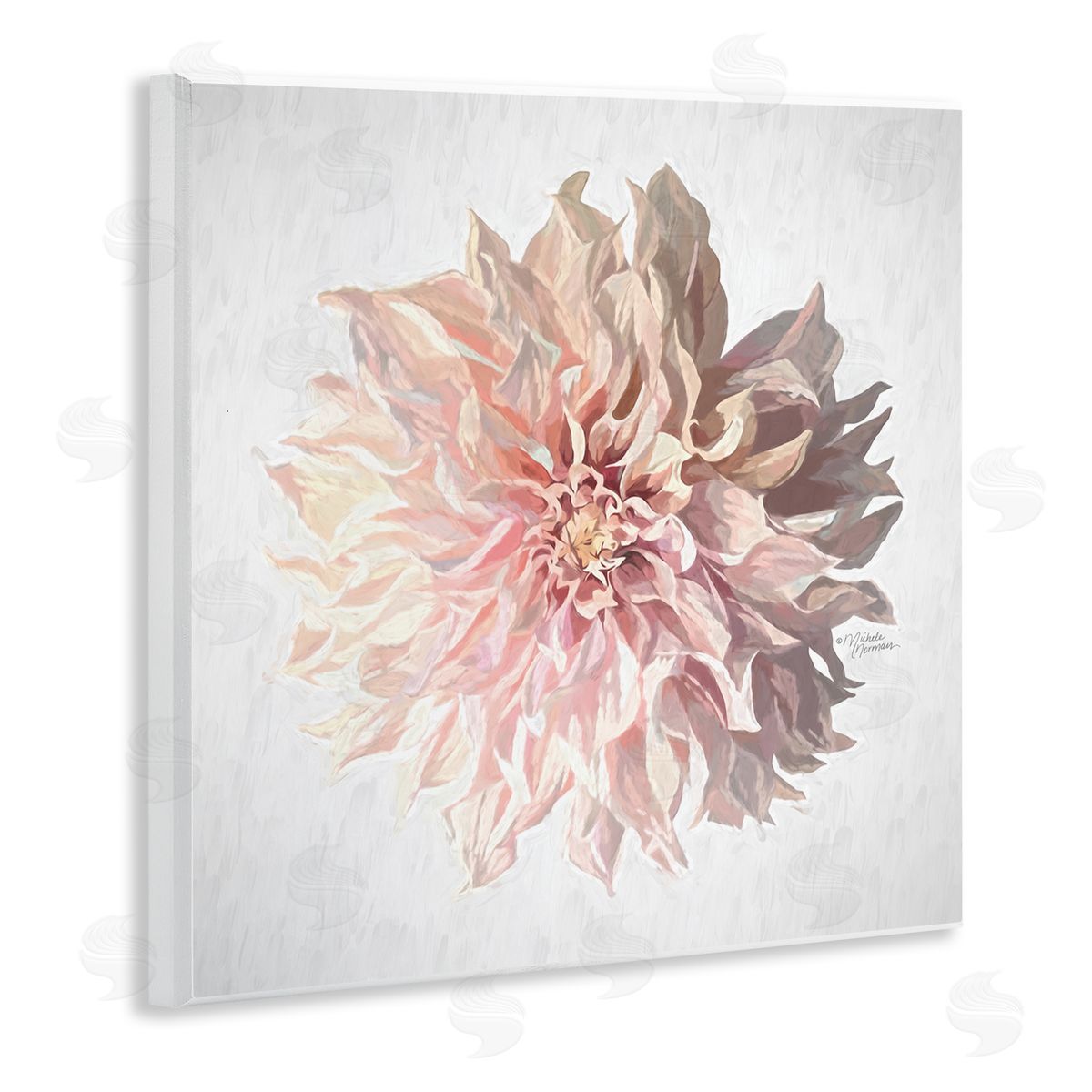 Michele Norman Abstract Dahlia Flower Blossom Pink Sunlit Petals Wooden Wall Plaque Art Print