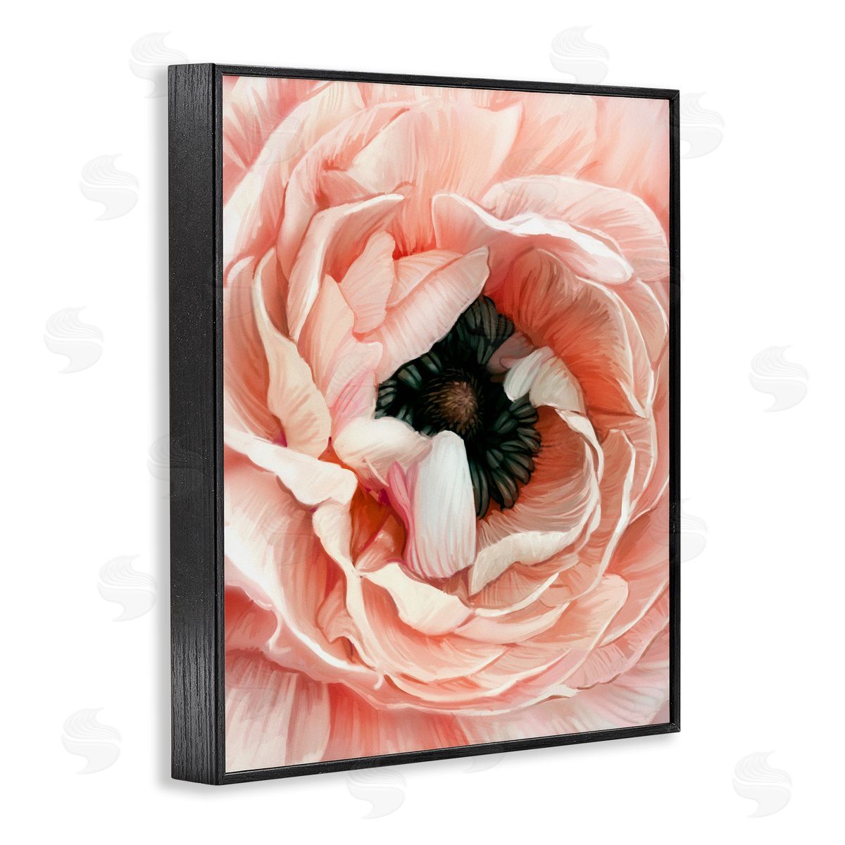 Ziwei Li Up Close Pink Peony Intricate Sunlit Petals Black Framed Giclee Wall Art Print