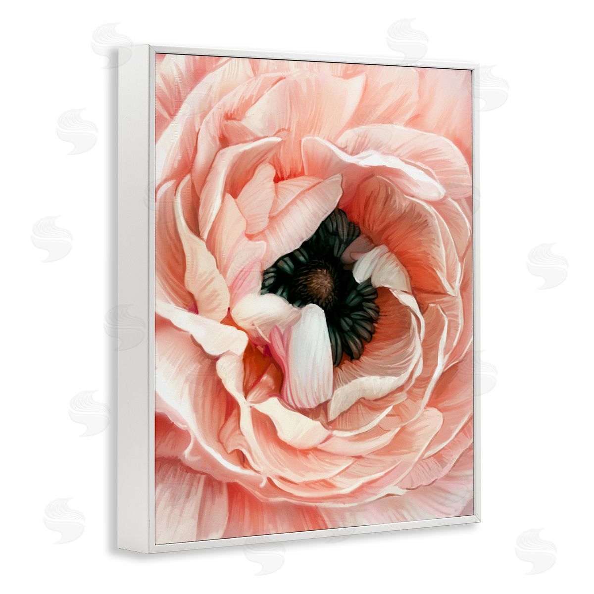 Ziwei Li Up Close Pink Peony Intricate Sunlit Petals White Framed Giclee Wall Art Print