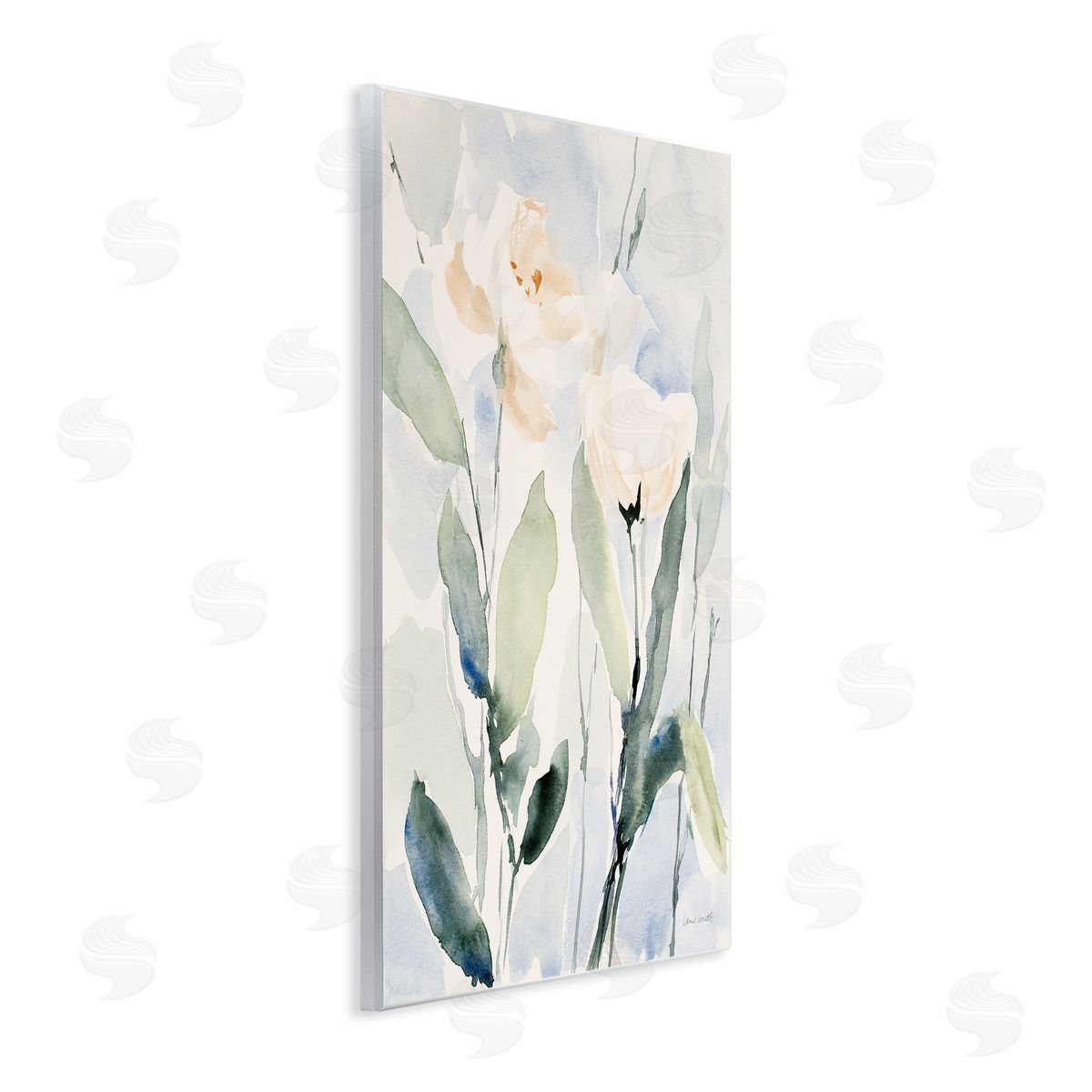 Lanie Loreth Traditional White Flower Blossoms Watercolor Detail  Wall Plaque Art Print