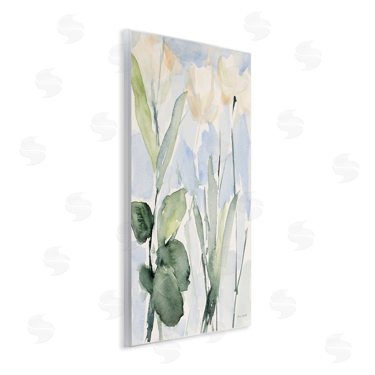 Lanie Loreth Abstract White Flowers Leaves Watercolor Effect Brushstrokes  Wall Plaque Art Print