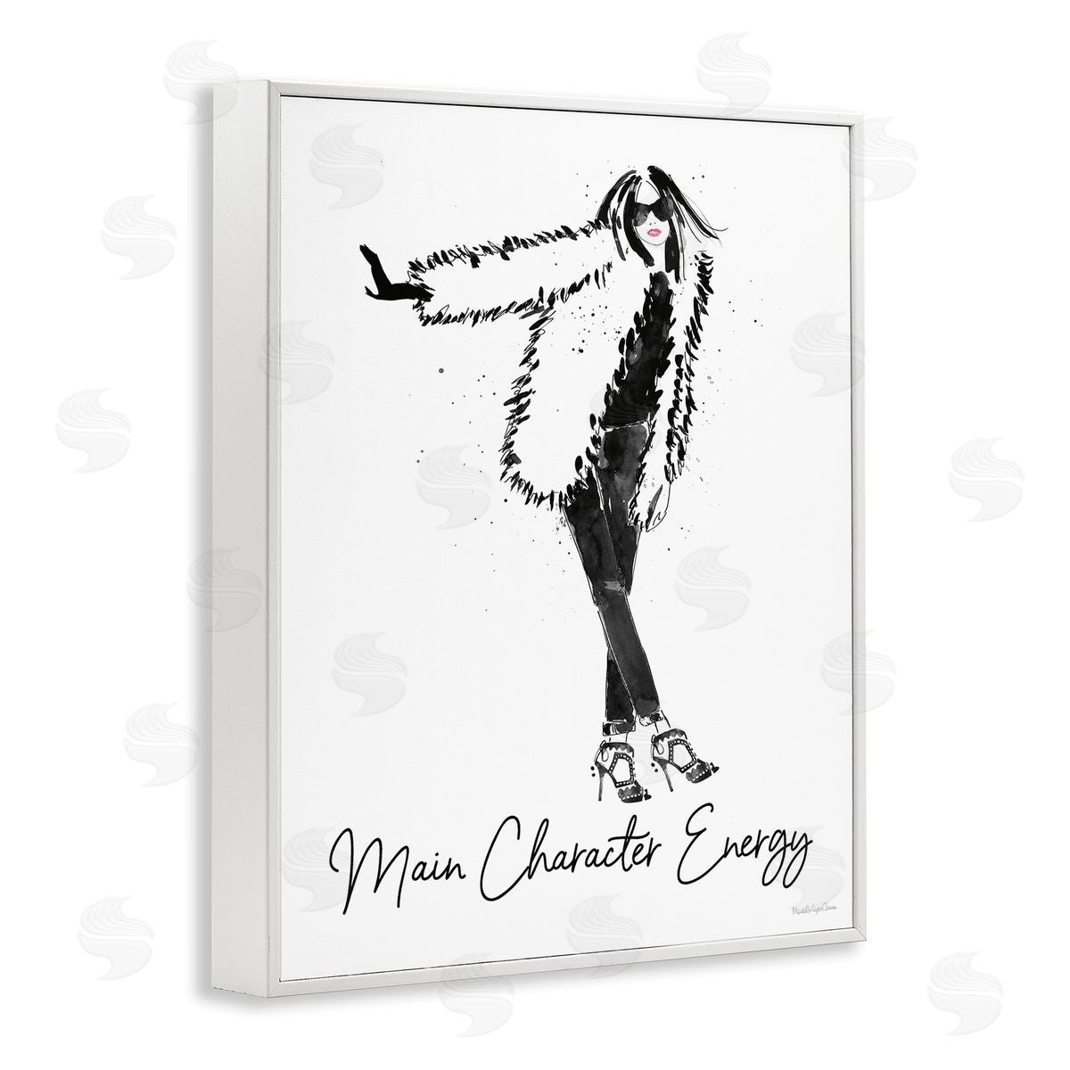 Mercedes Lopez Charro Glam Main Character Energy Chic Fashion Woman  White Framed Giclee Wall Art Print