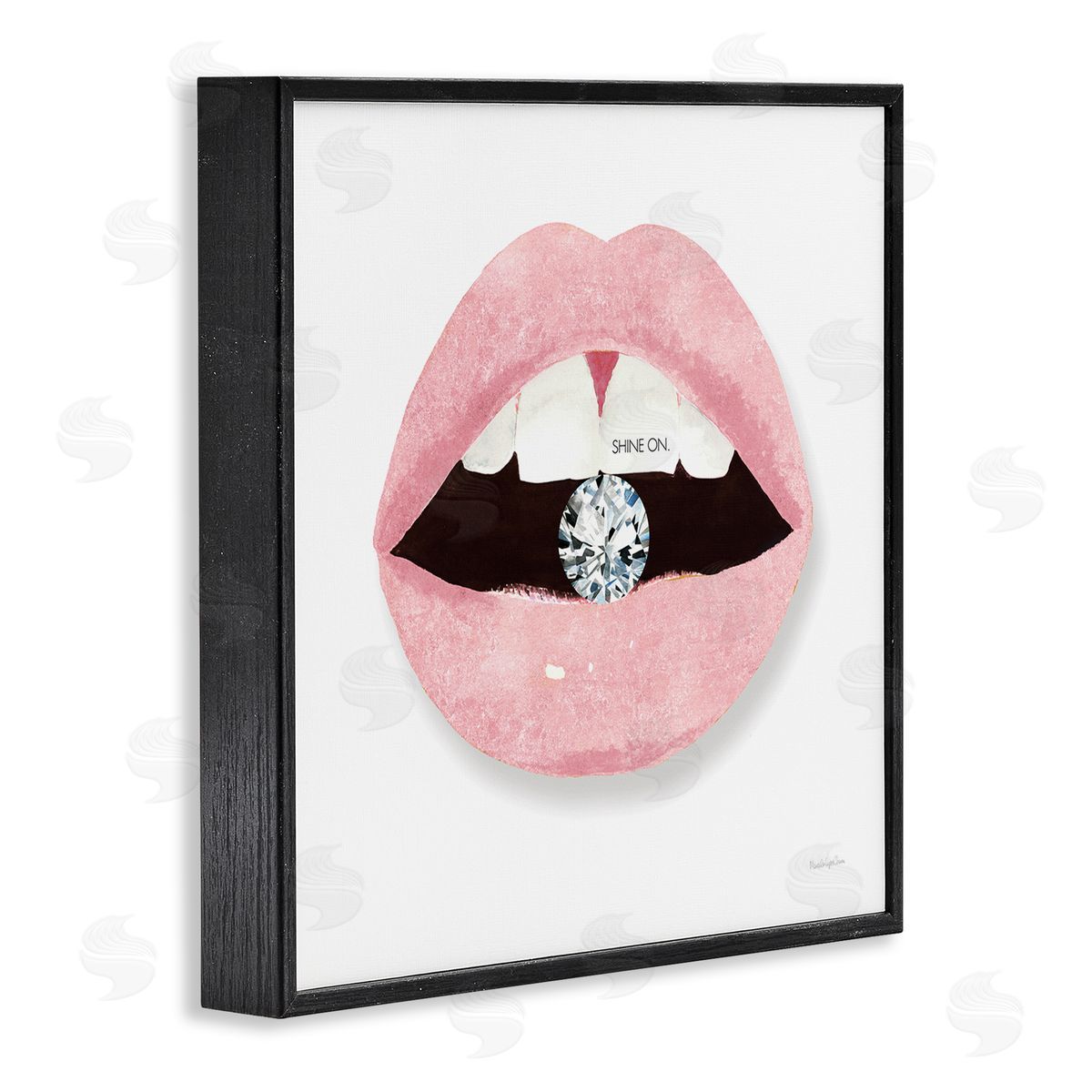 Mercedes Lopez Charro Shine On Glam Lips Biting Shimmering Diamond  Black Framed Glicee Wall Art Print