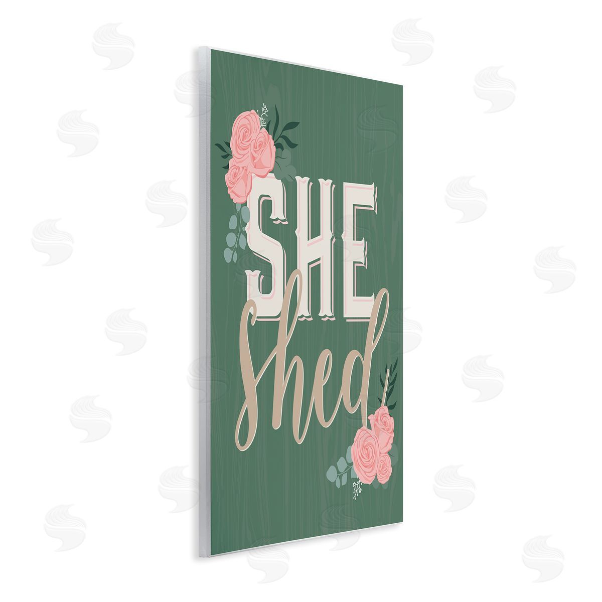 Angela Nickeas She Shed Floral Pink Rose Calligraphy Sign Wall Plaque Art Print