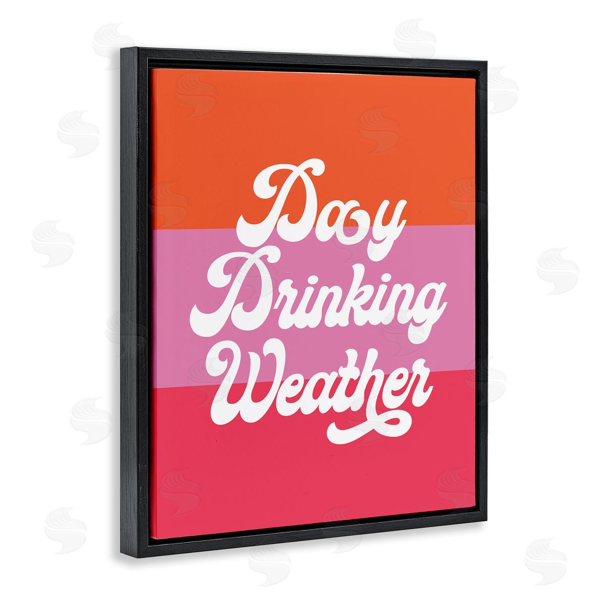 Stupell Studio Day Drinking Weather Summer Stripes Retro Typography  Black Floating Frame Canvas Wall Art Print