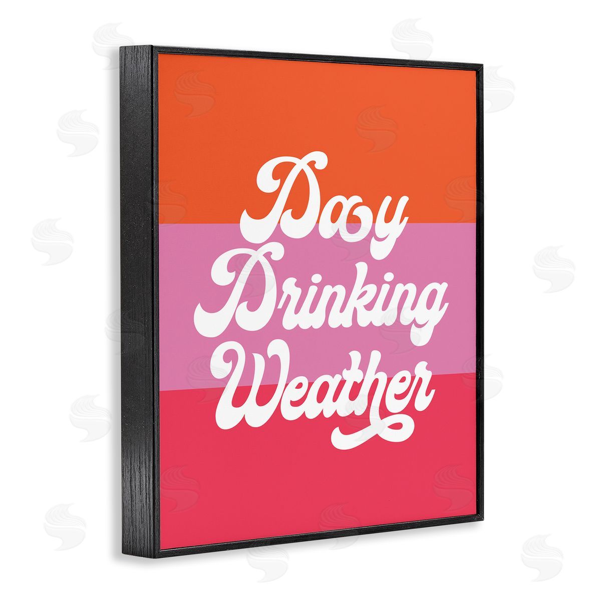Stupell Studio Day Drinking Weather Summer Stripes Retro Typography  Black Framed Giclee Wall Art Print