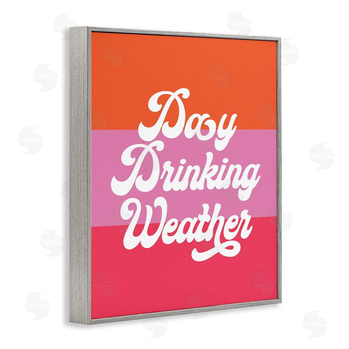 Stupell Studio Day Drinking Weather Summer Stripes Retro Typography  Gray Framed Giclee Wall Art Print