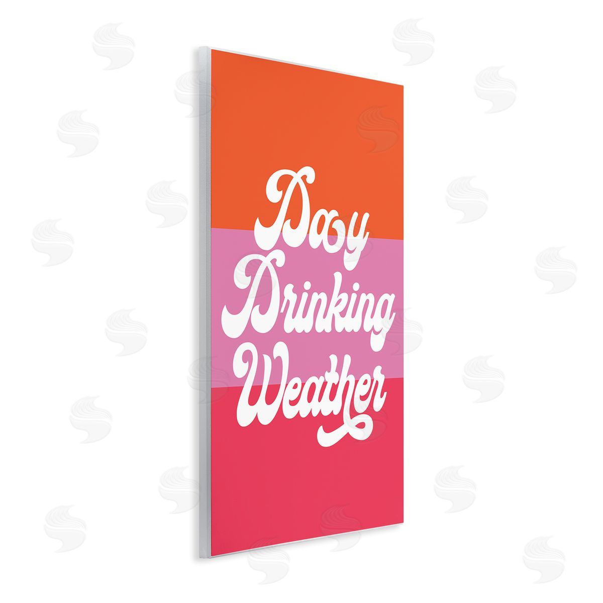 Stupell Studio Day Drinking Weather Summer Stripes Retro Typography  Wall Plaque Art Print