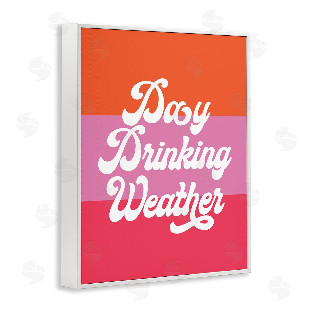 Stupell Studio Day Drinking Weather Summer Stripes Retro Typography  White Framed Giclee Wall Art Print