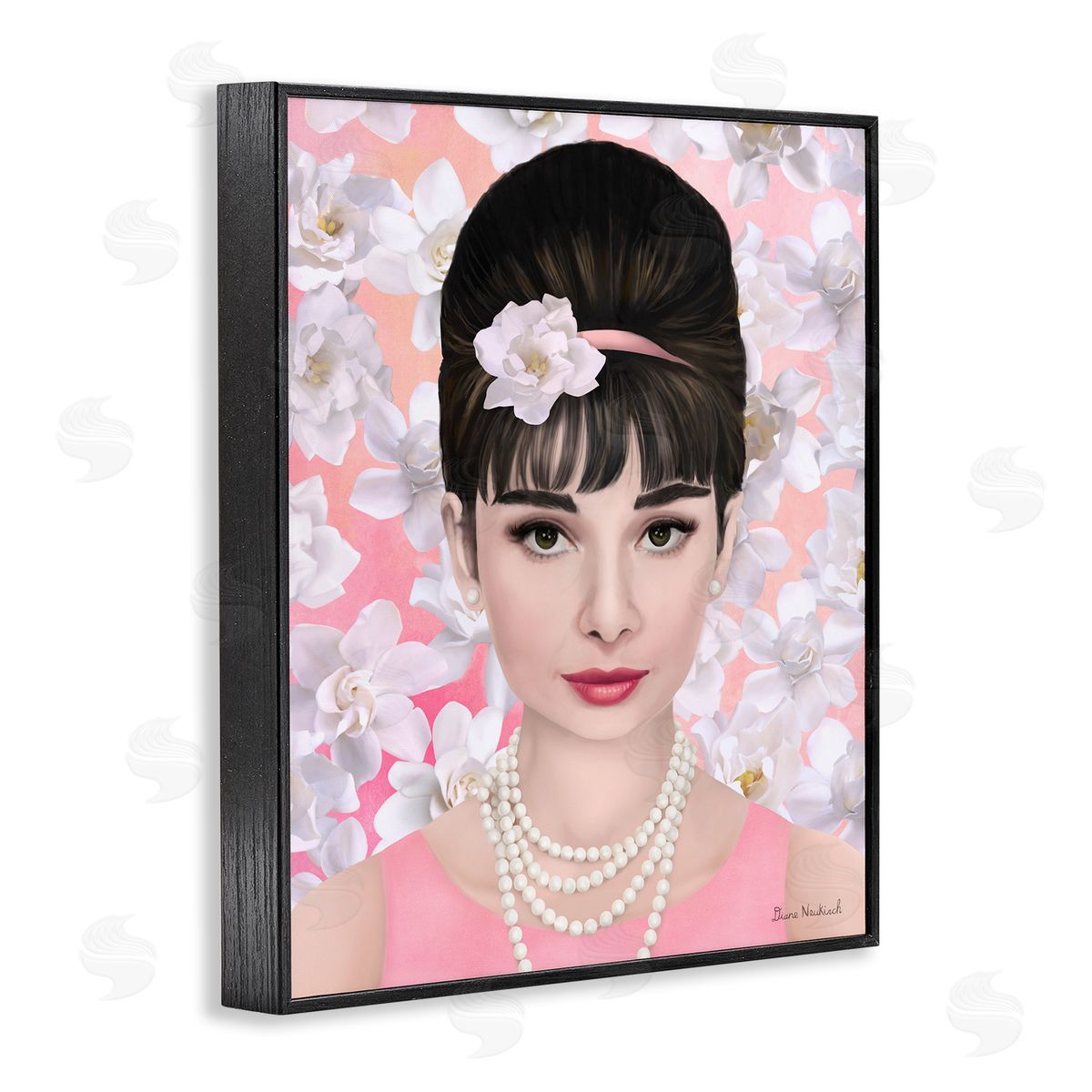 Diane Neukirch Audrey Hepburn Polished Fashion Accessories Floral Pattern Black Framed Giclee Wall Art Print