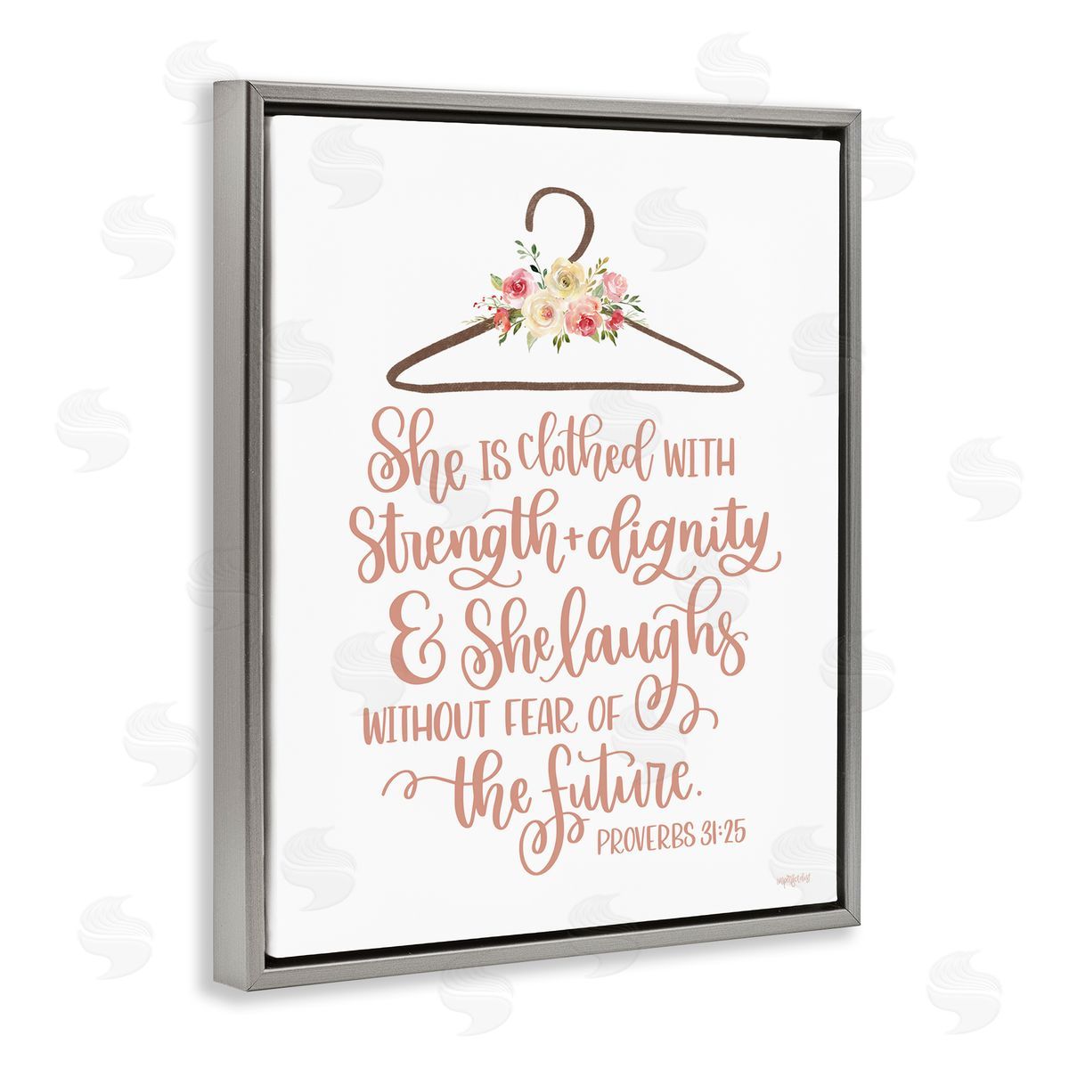 Imperfect Dust Proverbs Verse Uplifting Religious Calligraphy Floral Gray Floating Frame Canvas Wall Art Print